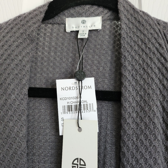 Socialite Waterfall front heather charcoal cardigan in size small - Picture 2 of 4